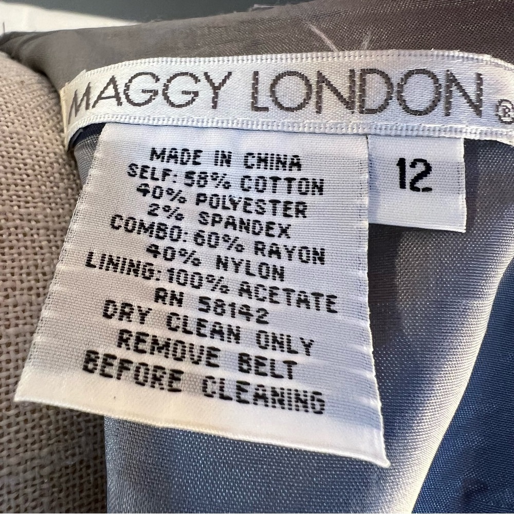 Maggie London Dress Gray White Gingham Trim & Lace Overlay Sleeveless Sheath 12👍 - Picture 8 of 8